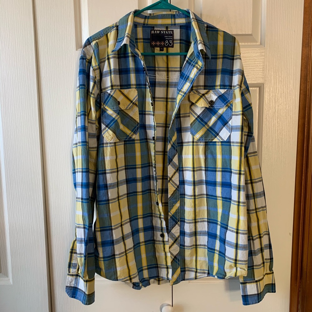 Raw State men’s plaid button down. XL